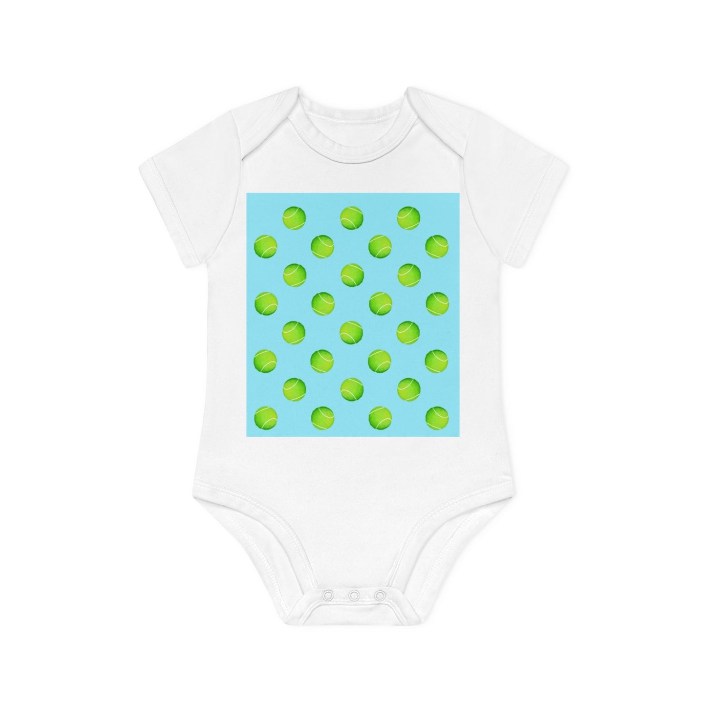 Baby Organic Short Sleeve Bodysuit Tennis Sky