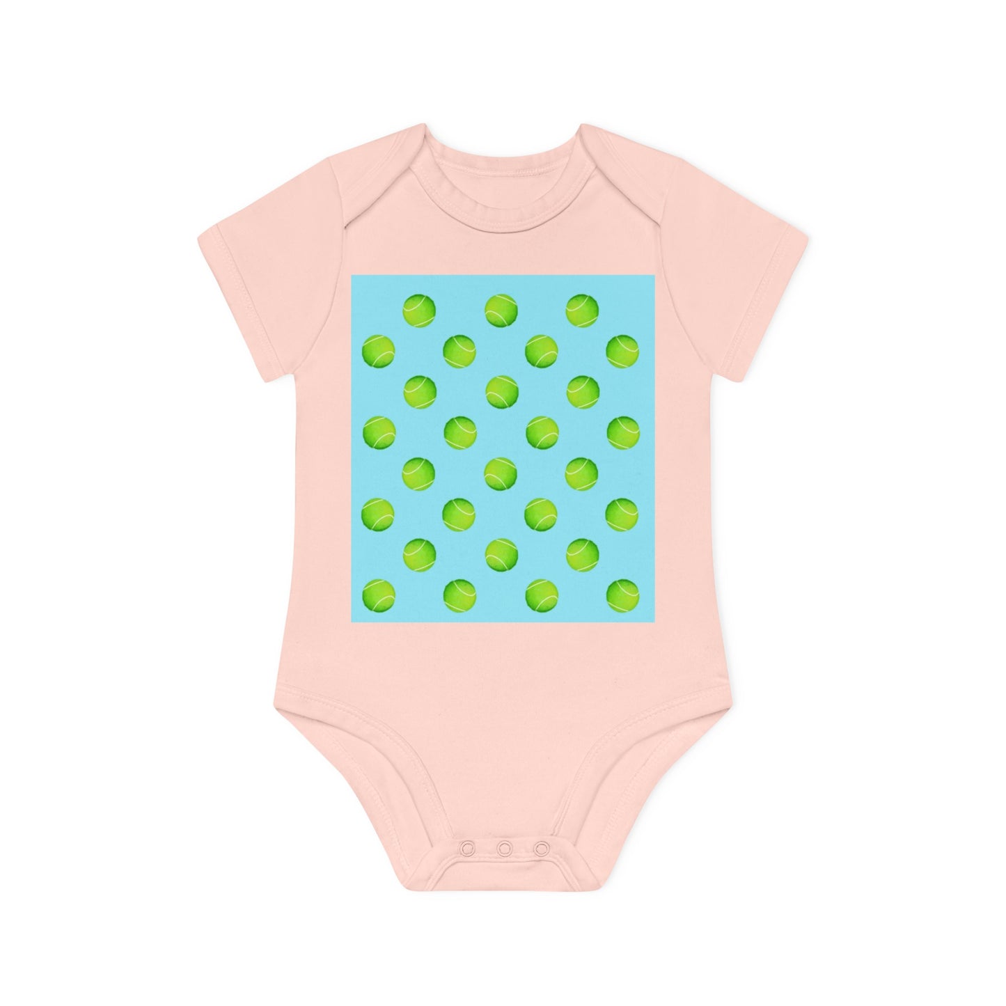 Baby Organic Short Sleeve Bodysuit Tennis Sky