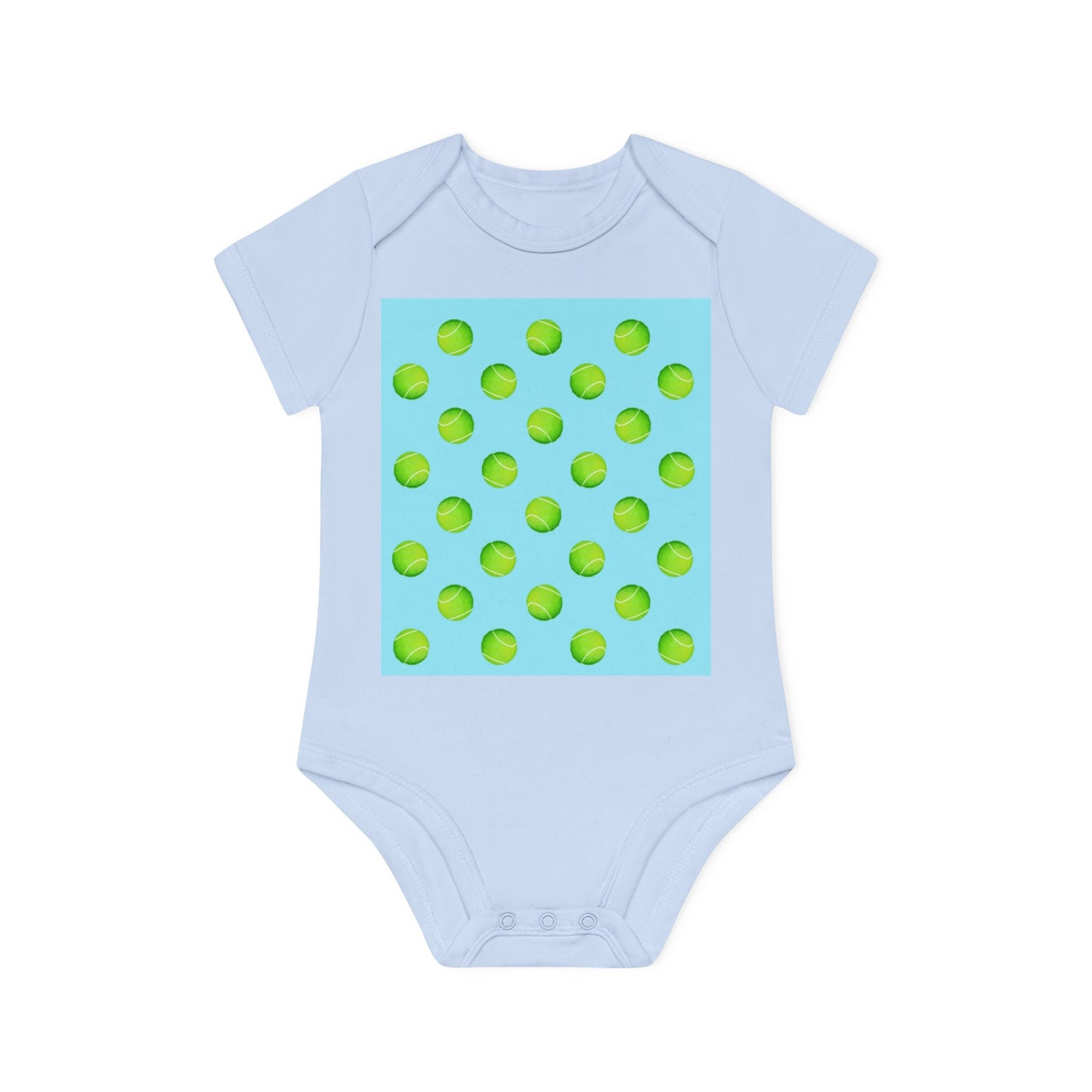 Baby Organic Short Sleeve Bodysuit Tennis Sky