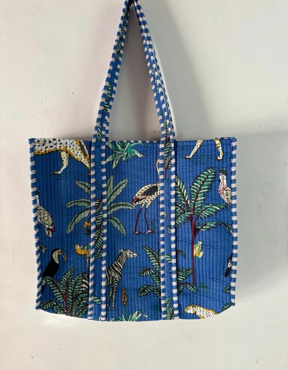 Tropical Printed Cotton Quilted Picnic Bags