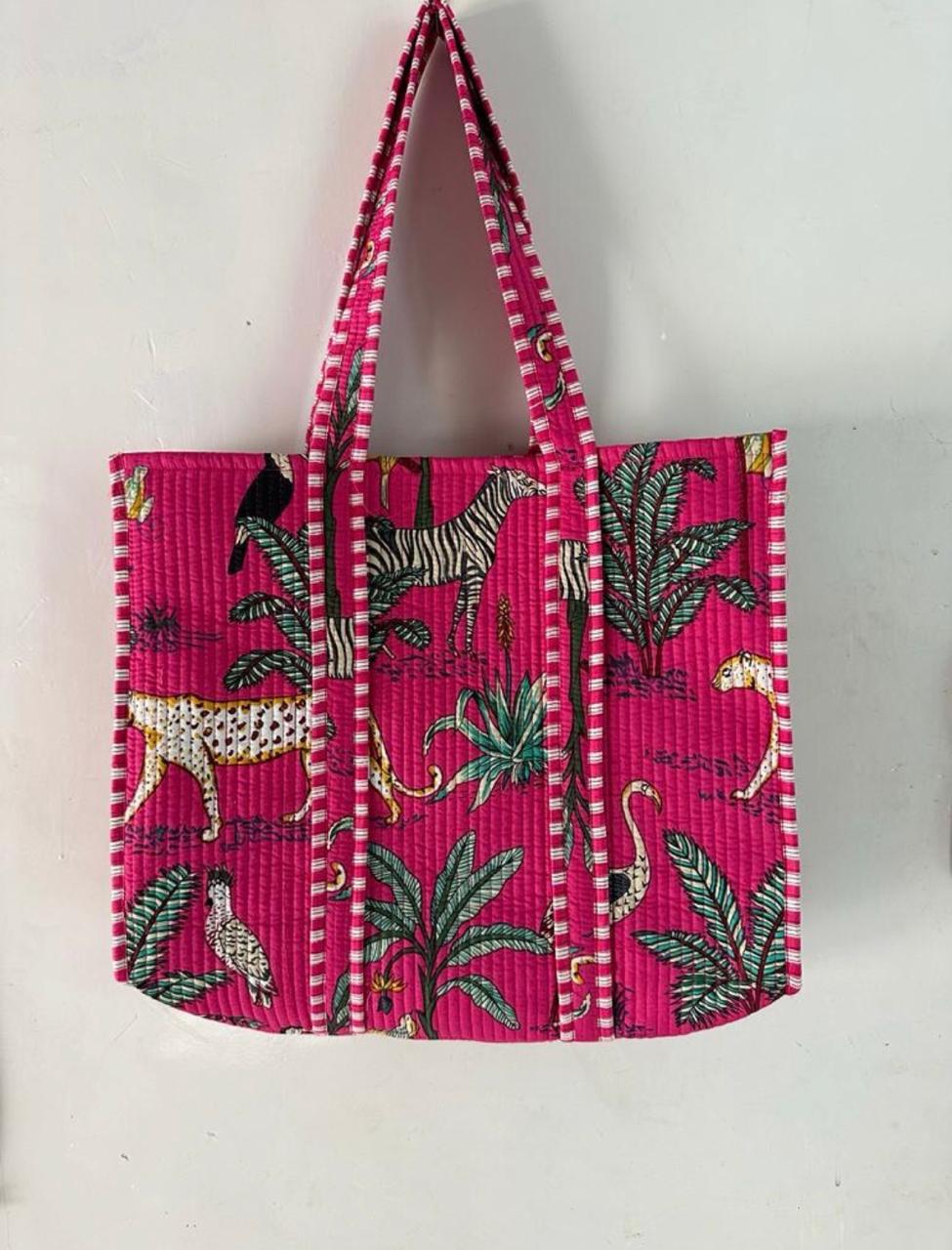 Tropical Printed Cotton Quilted Picnic Bags