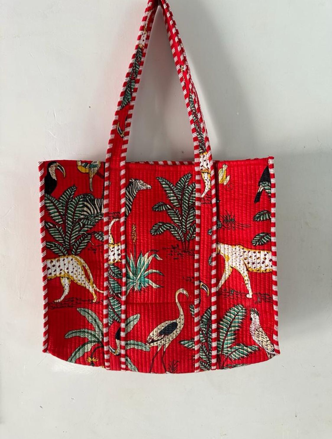 Tropical Printed Cotton Quilted Picnic Bags