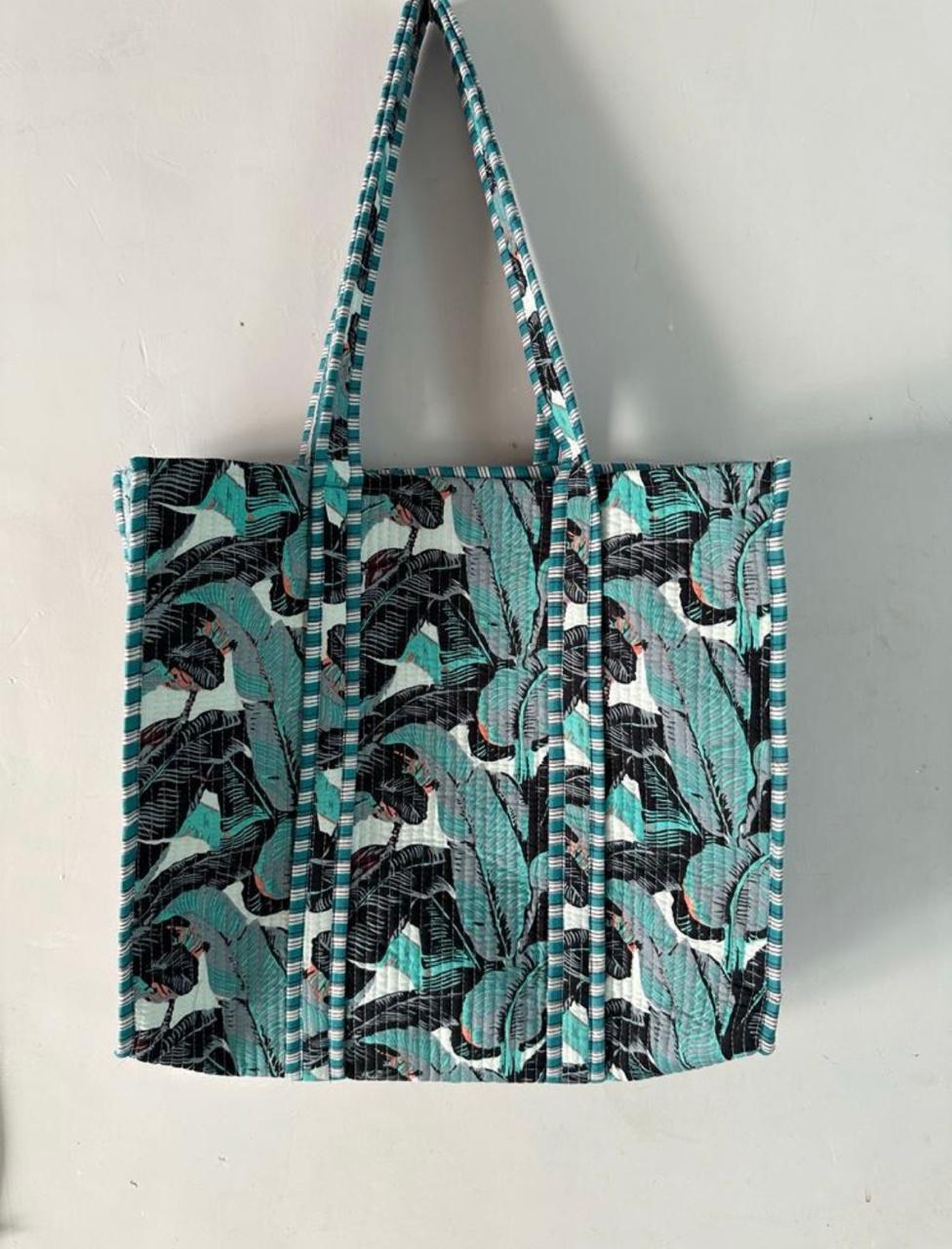 Tropical Printed Cotton Quilted Picnic Bags